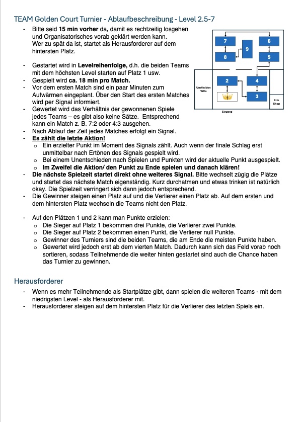 Logo 9 Uhr - TEAM Golden Court Turnier (Level 2.5-7)